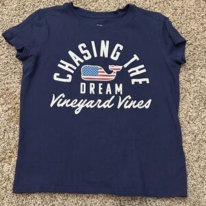 Vineyard Vines Blue Kids Tee with Patriotic Whale